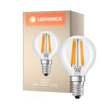 Ledvance Classic LED E14 Pera con Filamento Clara 4.2W 470lm - 927 Luz muy Cálida | Mejor reproducción de color - Regulable - Reemplazo 40W