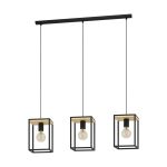 Eglo Colgante De Luz Libertad Acero Madera Negro Marrón | IP20 - Apta para 3x E27 